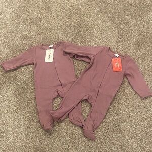 PatPat set of two mauve/purple girls pajama footies brand new with tags 3-6